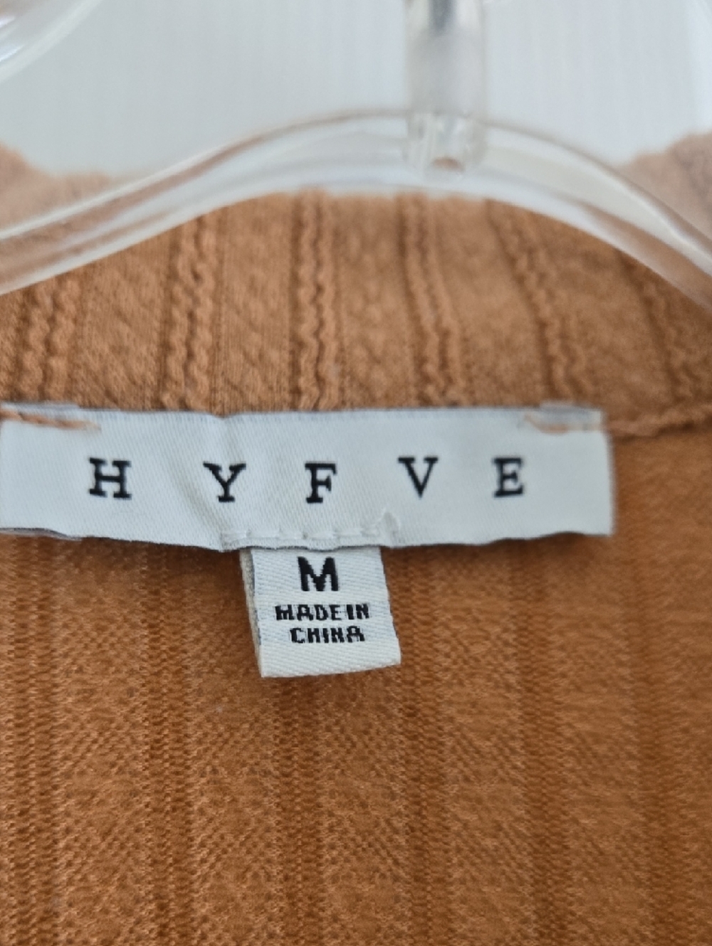 HYFVE Ribbed Button-Front Collared Top - Camel - Picture 2 of 10